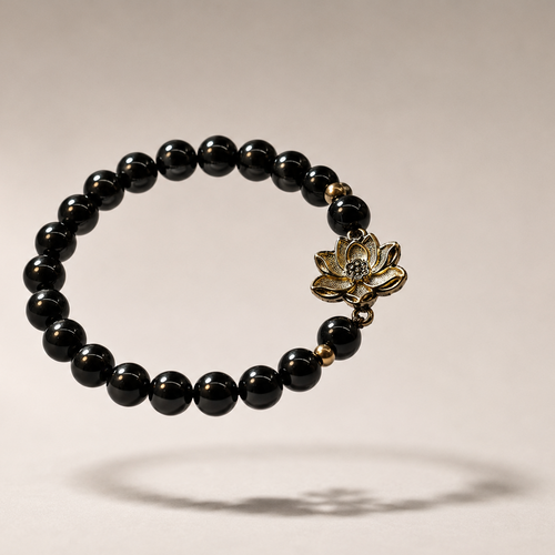 MULYN Black Obsidian Lotus Bracelet