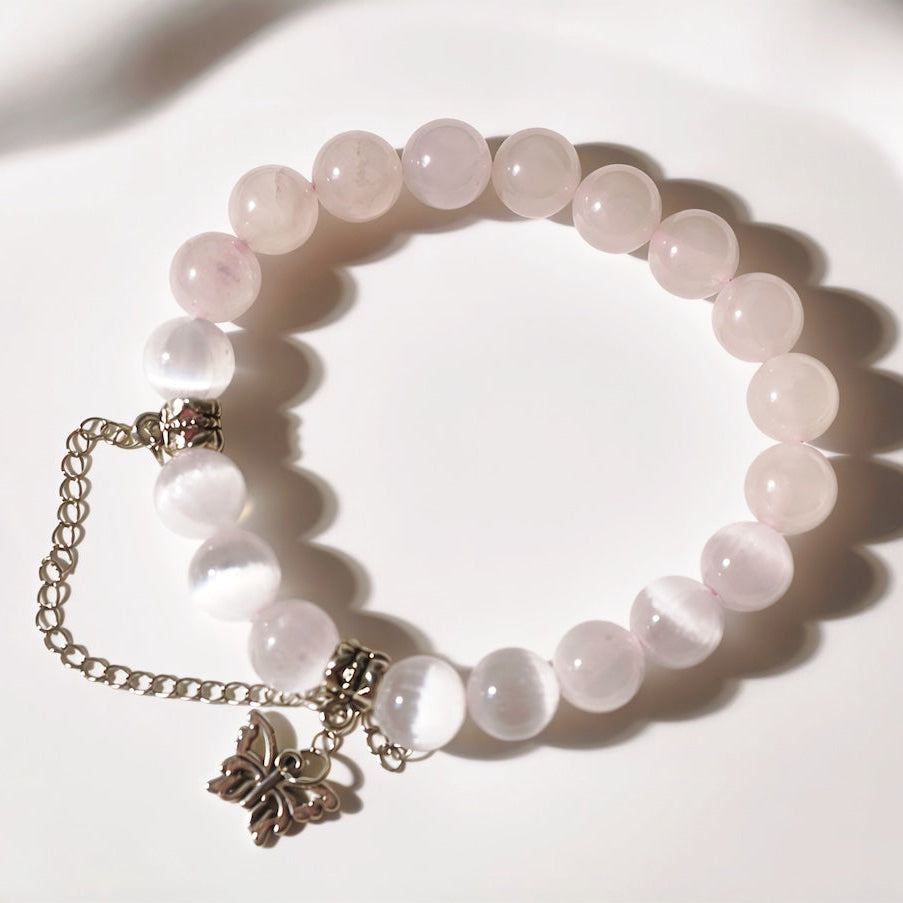 MULYN Rose Quartz Butterfly Bracelet