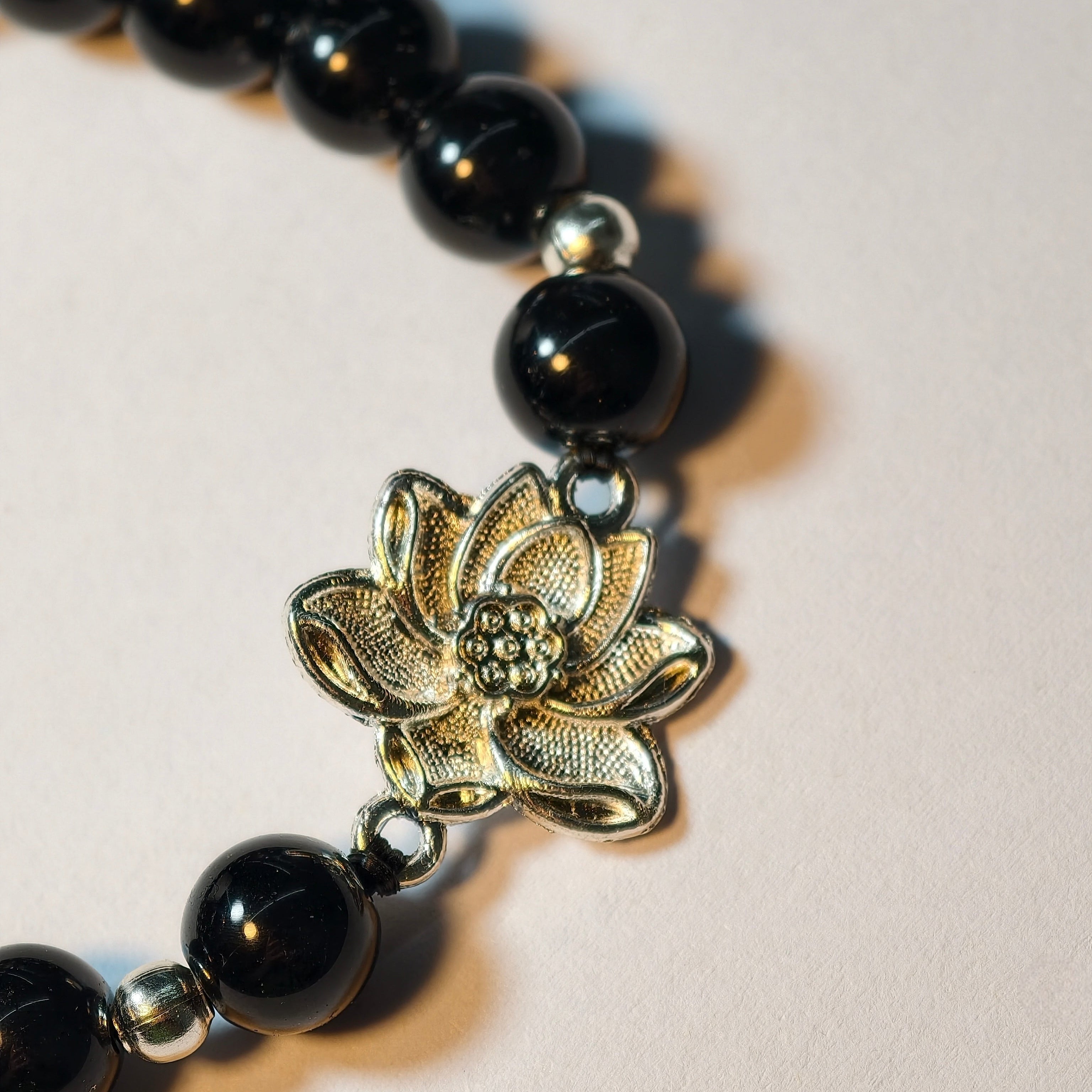 MULYN Black Obsidian Lotus Bracelet