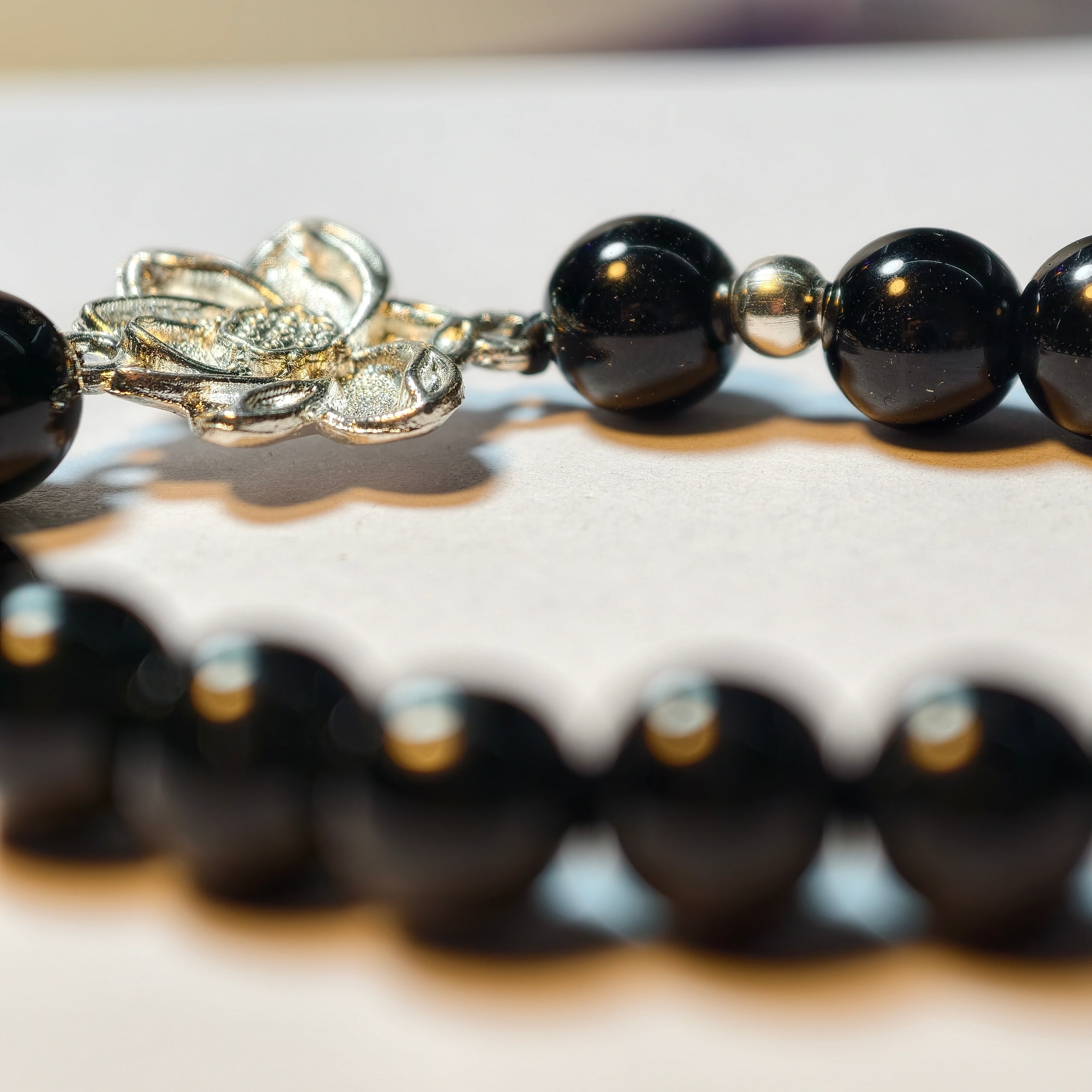 MULYN Black Obsidian Lotus Bracelet
