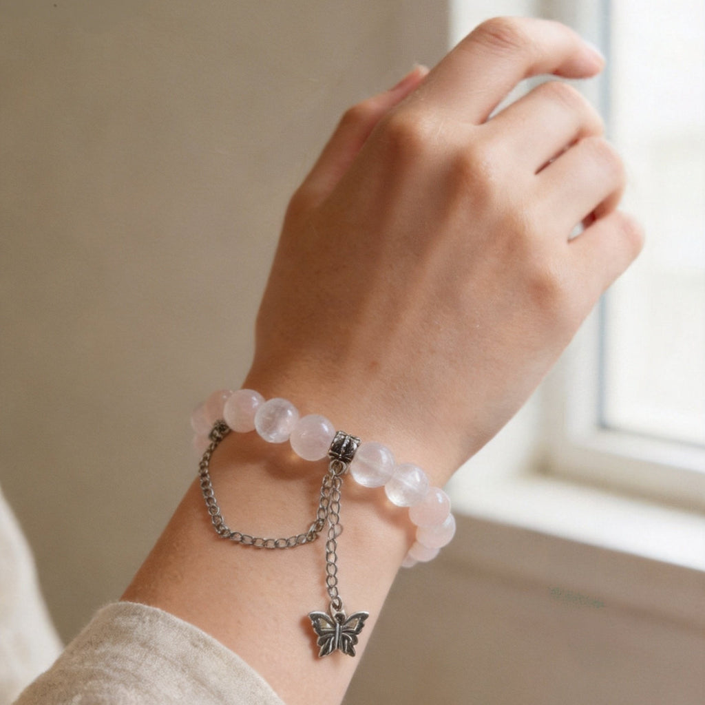 MULYN Rose Quartz Butterfly Bracelet